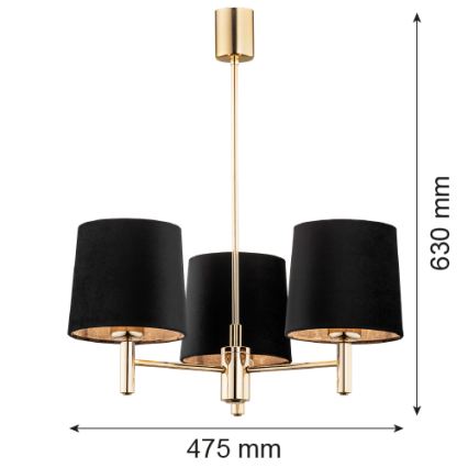 Brilagi - Κρεμαστό φωτιστικό σε ράβδο MONTE 3xE27/60W/230V μαύρο/χρυσό