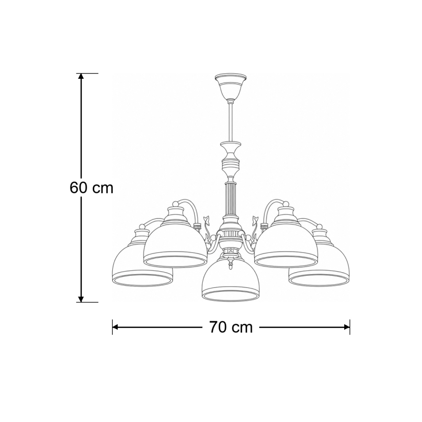 Brilagi - Κρεμαστό φωτιστικό σε ράβδο TAURUS 5xE27/15W/230V Ø 70 εκ., μπρονζέ