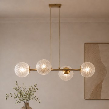 Brilagi - Κρεμαστό φωτιστικό STELLA με καλώδιο 4xE27/60W/230V μπεζ/χρυσό