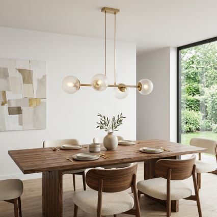 Brilagi - Κρεμαστό φωτιστικό STELLA με καλώδιο 4xE27/60W/230V μπεζ/χρυσό