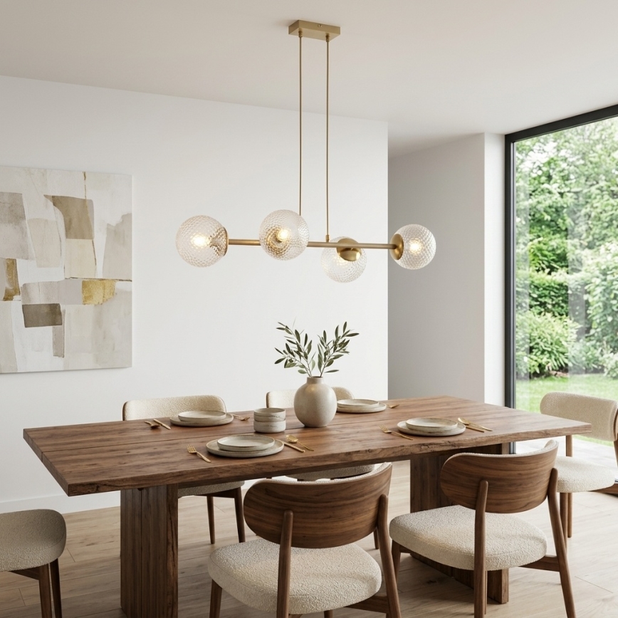 Brilagi - Κρεμαστό φωτιστικό STELLA με καλώδιο 4xE27/60W/230V μπεζ/χρυσό