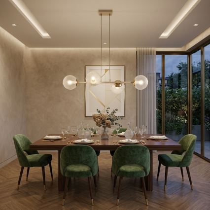 Brilagi - Κρεμαστό φωτιστικό STELLA με καλώδιο 4xE27/60W/230V μπεζ/χρυσό