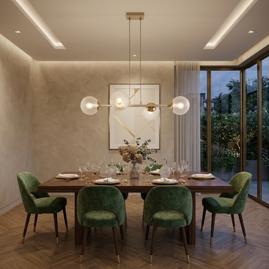 Brilagi - Κρεμαστό φωτιστικό STELLA με καλώδιο 4xE27/60W/230V μπεζ/χρυσό