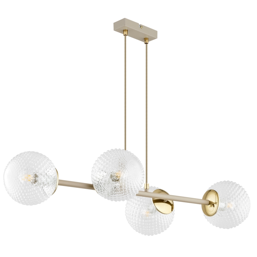 Brilagi - Κρεμαστό φωτιστικό STELLA με καλώδιο 4xE27/60W/230V μπεζ/χρυσό