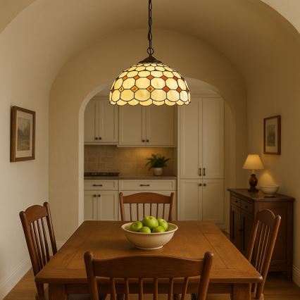 Brilagi - Κρεμαστό φωτιστικό Tiffany από βιτρώ με αλυσίδα DORAN 2xE27/60W/230V