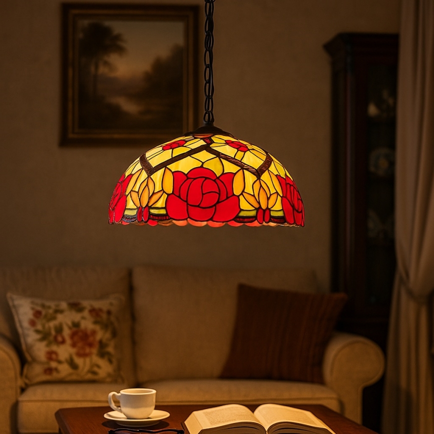 Brilagi - Κρεμαστό φωτιστικό Tiffany με αλυσίδα GARLAN 2xE27/60W/230V