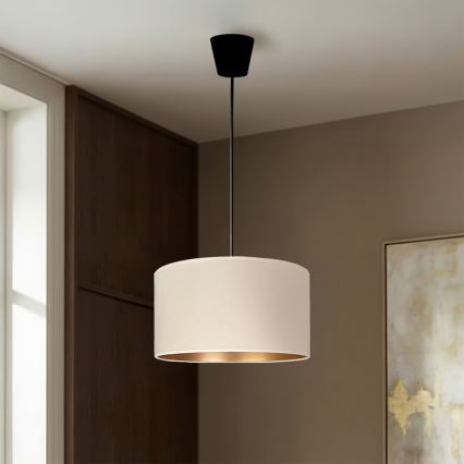 Brilagi - Κρεμαστό φωτιστικό VELVET με καλώδιο 1xE27/60W/230V Ø 40 cm κρεμ/χρυσό