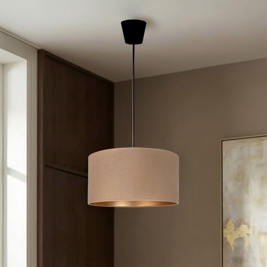 Brilagi - Κρεμαστό φωτιστικό VELVET με καλώδιο, 1xE27/60W/230V, διάμ. 40 εκ., μπεζ/χρυσό