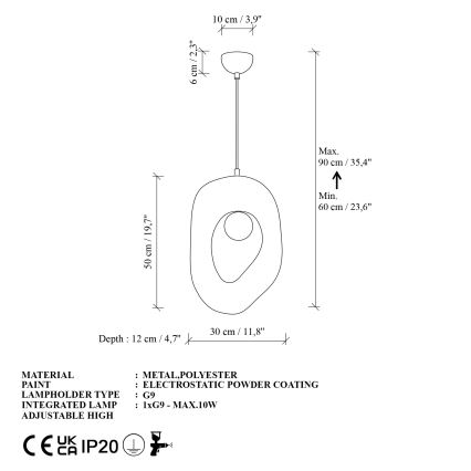 Brilagi - Κρεμαστό φωτιστικό WABI SABI με καλώδιο 1xG9/8W/230V λευκό