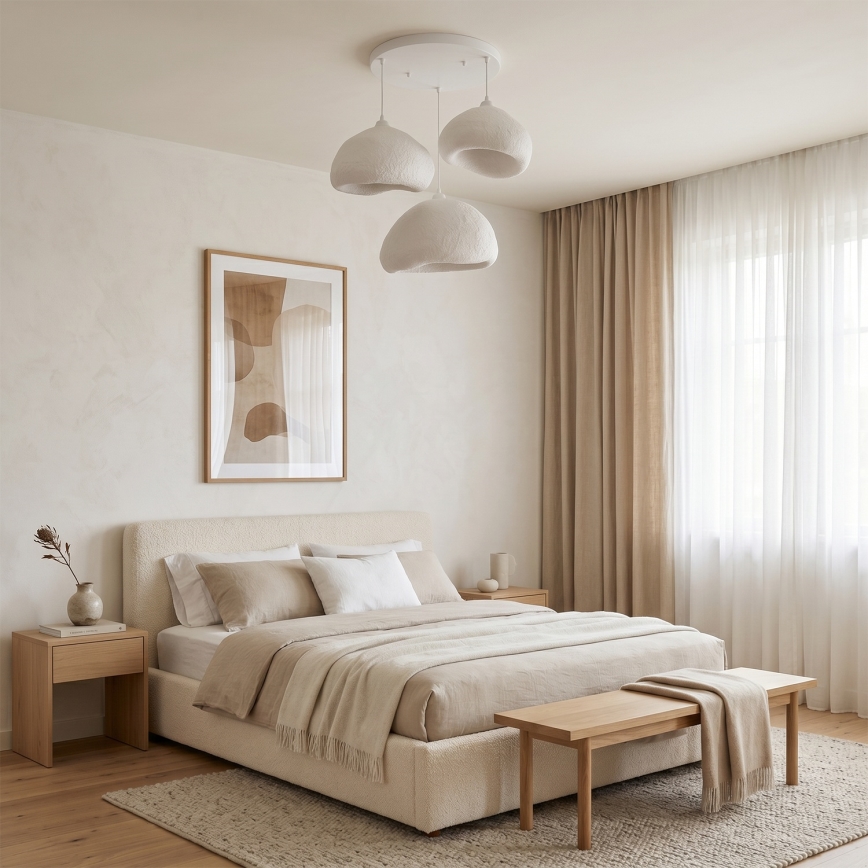 Brilagi - Κρεμαστό φωτιστικό WABI SABI με καλώδιο, 3xE27/40W/230V, Ø 82 cm, λευκό