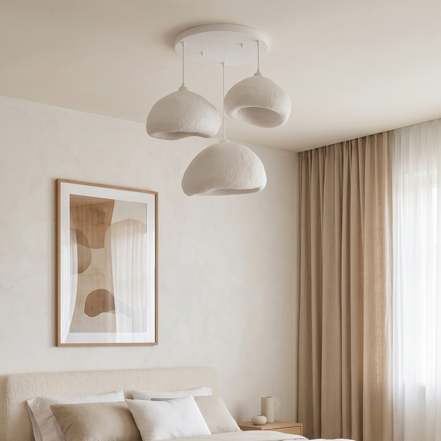 Brilagi - Κρεμαστό φωτιστικό WABI SABI με καλώδιο, 3xE27/40W/230V, Ø 82 cm, λευκό