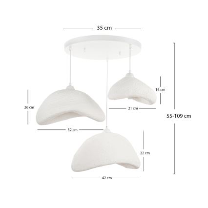 Brilagi - Κρεμαστό φωτιστικό WABI SABI με καλώδιο 3xE27/40W/230V, διάμ. 82 cm, λευκό