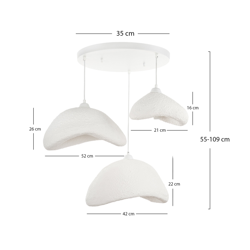 Brilagi - Κρεμαστό φωτιστικό WABI SABI με καλώδιο 3xE27/40W/230V, διάμ. 82 cm, λευκό