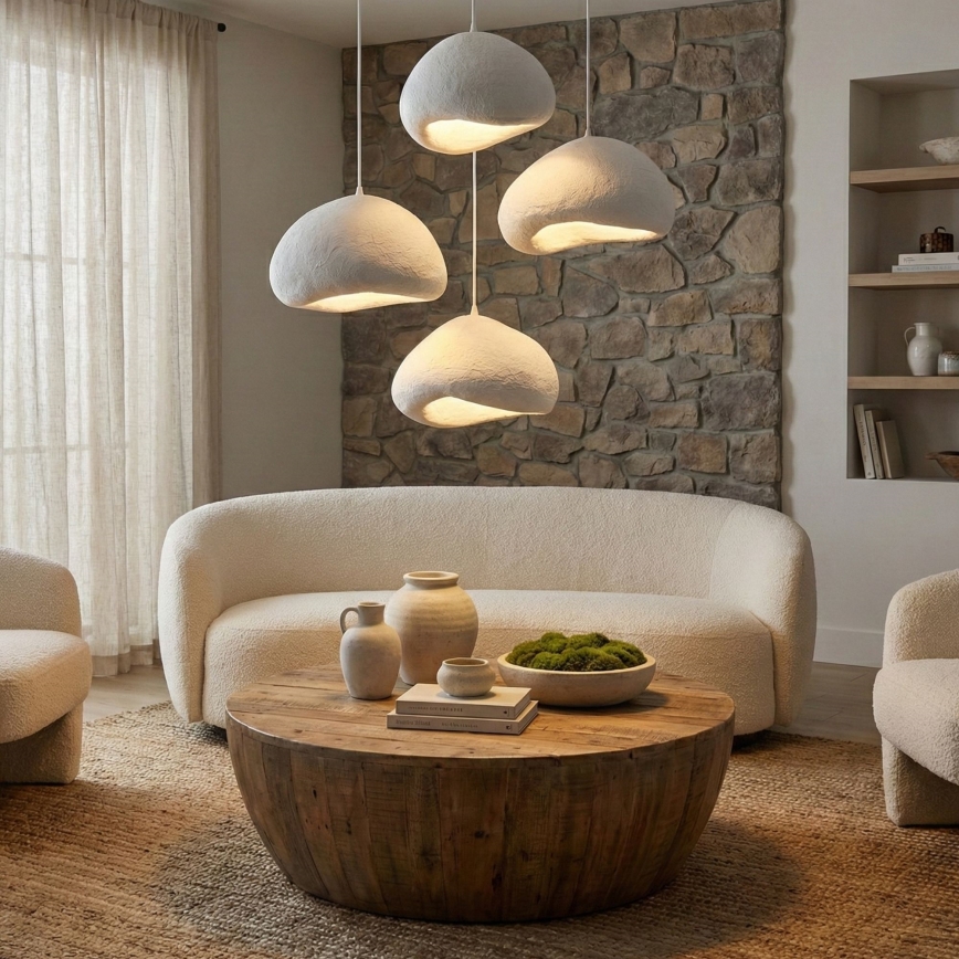 Brilagi - Κρεμαστό φωτιστικό WABI SABI με καλώδιο, 4xE27/40W/230V, Ø 95 cm, λευκό