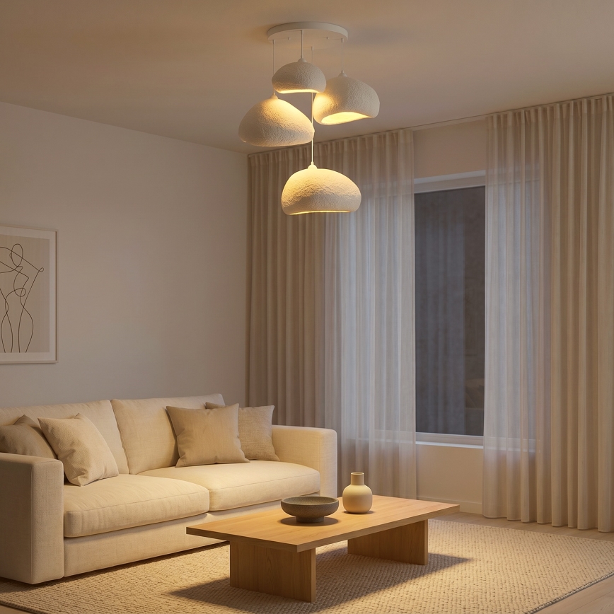 Brilagi - Κρεμαστό φωτιστικό WABI SABI με καλώδιο, 4xE27/40W/230V, Ø 95 cm, λευκό