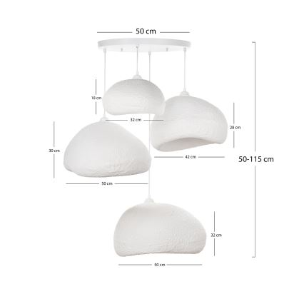 Brilagi - Κρεμαστό φωτιστικό WABI SABI με καλώδιο, 4xE27/40W/230V, Ø 95 cm, λευκό