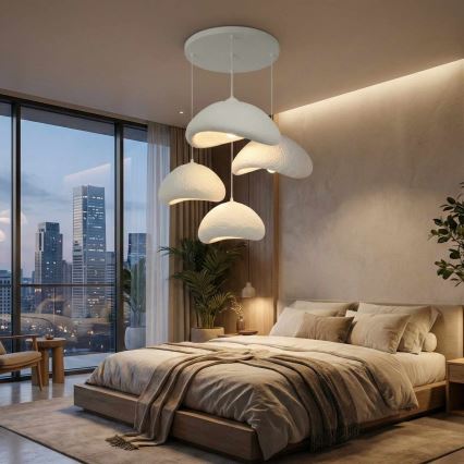 Brilagi - Κρεμαστό φωτιστικό WABI SABI με καλώδιο 4xE27/40W/230V, διάμετρος 90 cm, λευκό