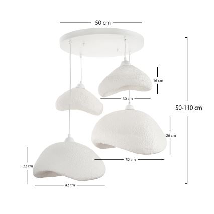 Brilagi - Κρεμαστό φωτιστικό WABI SABI με καλώδιο 4xE27/40W/230V, διάμετρος 90 cm, λευκό