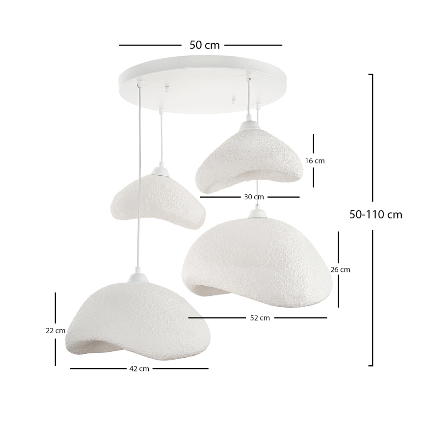 Brilagi - Κρεμαστό φωτιστικό WABI SABI με καλώδιο 4xE27/40W/230V, διάμετρος 90 cm, λευκό
