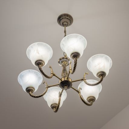 BRILAGI - Κρεμαστό φωτιστικό με αλυσίδα CLASSIC 6xE14/10W/230V ορείχαλκος