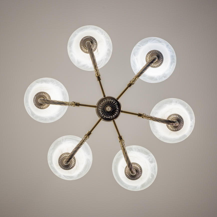 BRILAGI - Κρεμαστό φωτιστικό με αλυσίδα CLASSIC 6xE14/10W/230V ορείχαλκος