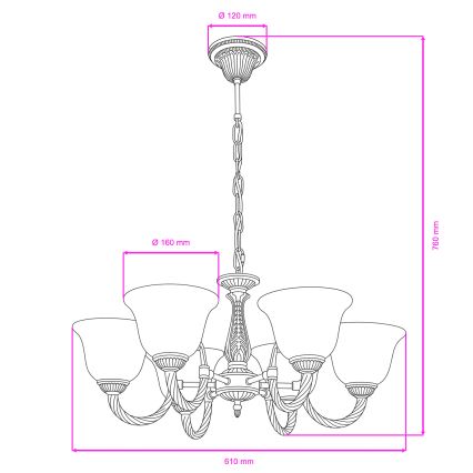 BRILAGI - Κρεμαστό φωτιστικό με αλυσίδα CLASSIC 6xE14/10W/230V ορείχαλκος