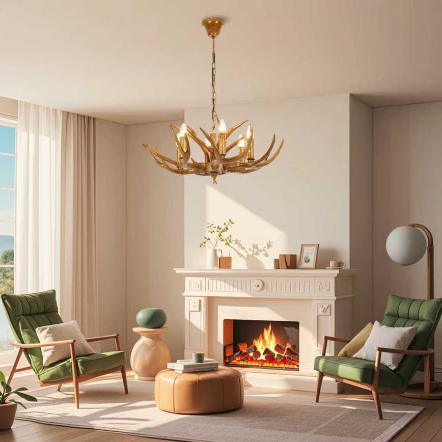 Brilagi - Κρεμαστό φωτιστικό με αλυσίδα DEER, 6xE14/10W/230V, Ø 70 cm, σε σχέδιο κέρατων