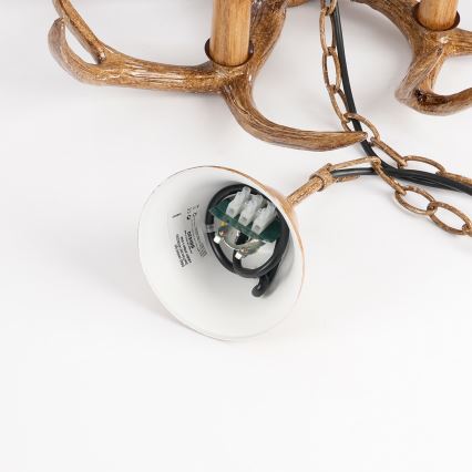 Brilagi - Κρεμαστό φωτιστικό με αλυσίδα DEER, 6xE14/10W/230V, Ø 70 cm, σε σχέδιο κέρατων