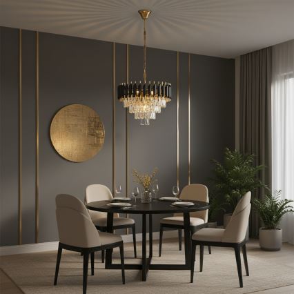 Brilagi - Κρεμαστό φωτιστικό με αλυσίδα ECLIPSE 7xE14/10W/230V Ø 48 cm μαύρο/χρυσό