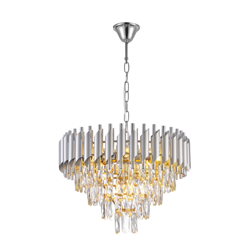 Brilagi - Κρεμαστό φωτιστικό με αλυσίδα ECLIPSE 7xE14/10W/230V διάμ. 48 εκ. ασημί