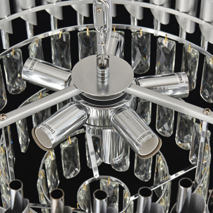 Brilagi - Κρεμαστό φωτιστικό με αλυσίδα ECLIPSE 7xE14/10W/230V διάμ. 48 εκ. ασημί