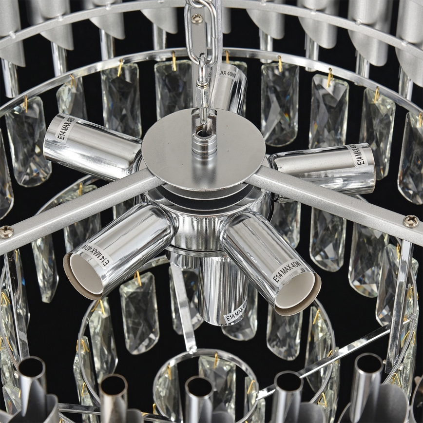 Brilagi - Κρεμαστό φωτιστικό με αλυσίδα ECLIPSE 7xE14/10W/230V διάμ. 48 εκ. ασημί