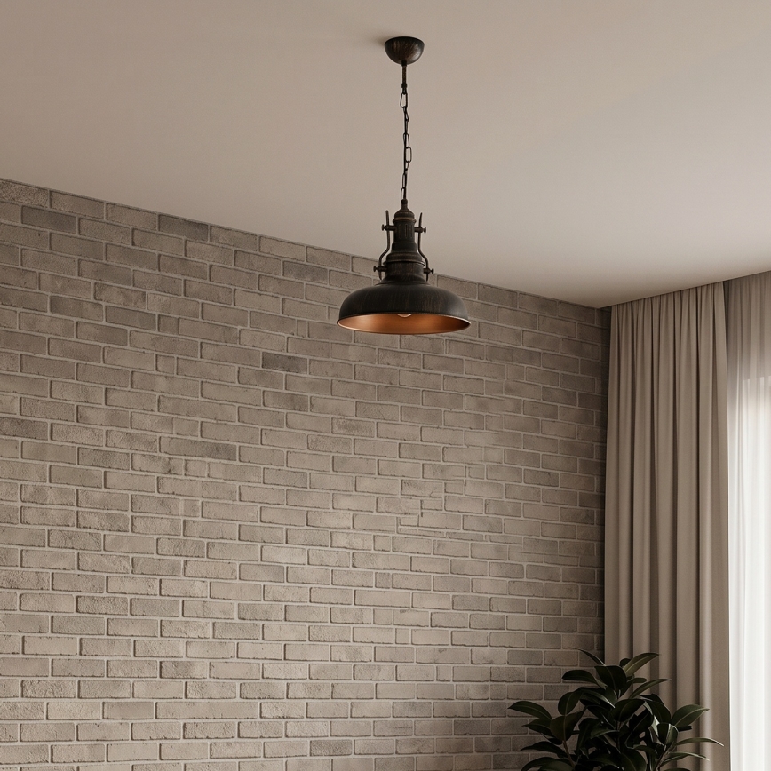 Brilagi - Κρεμαστό φωτιστικό με αλυσίδα PYRONIC 1xE27/40W/230V Ø 32 cm μπρονζέ/πατίνα