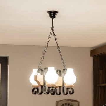 Brilagi - Κρεμαστό φωτιστικό με αλυσίδα QUEEN 4xE14/40W/230V σε απόχρωση δρυός