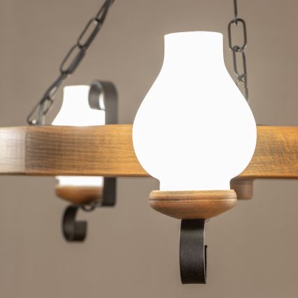 Brilagi - Κρεμαστό φωτιστικό με αλυσίδα ROATA 5xE14/40W/230V διάμ. 70 cm οξιά