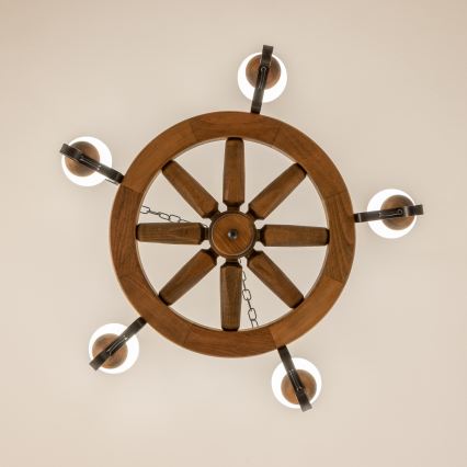 Brilagi - Κρεμαστό φωτιστικό με αλυσίδα ROATA 5xE14/40W/230V διάμ. 70 cm οξιά