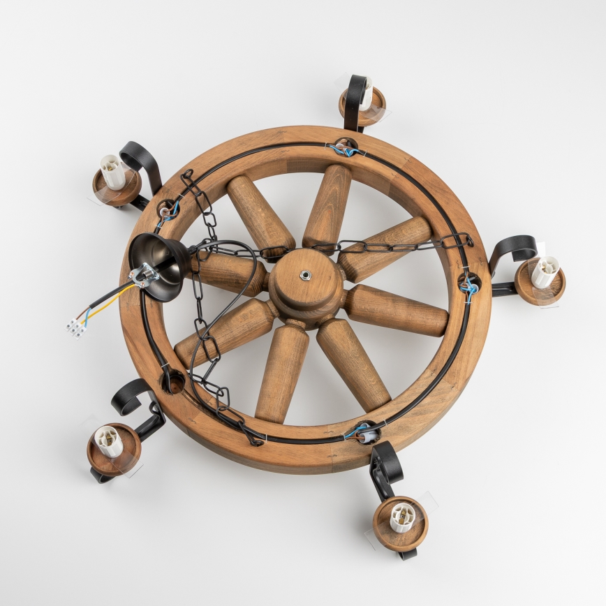 Brilagi - Κρεμαστό φωτιστικό με αλυσίδα ROATA 5xE14/40W/230V διάμ. 70 cm οξιά