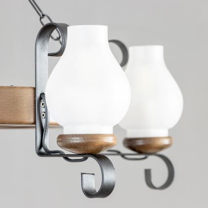 Brilagi - Κρεμαστό φωτιστικό με αλυσίδα ROATA 5xE14/40W/230V, διάμ. 70 cm, οξιά/καρυδιά