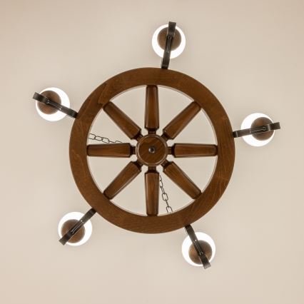 Brilagi - Κρεμαστό φωτιστικό με αλυσίδα ROATA 5xE14/40W/230V, διάμ. 70 cm, οξιά/καρυδιά