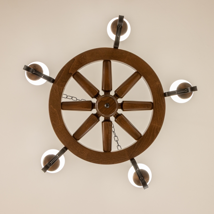 Brilagi - Κρεμαστό φωτιστικό με αλυσίδα ROATA 5xE14/40W/230V, διάμ. 70 cm, οξιά/καρυδιά