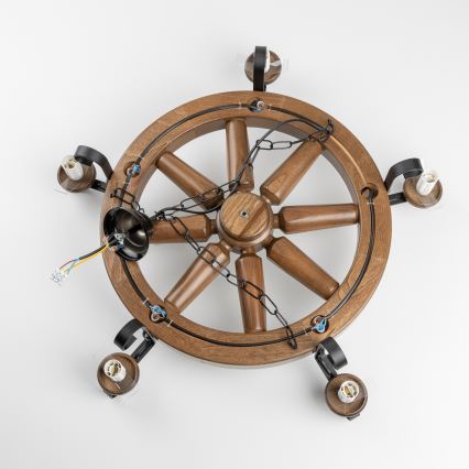 Brilagi - Κρεμαστό φωτιστικό με αλυσίδα ROATA 5xE14/40W/230V, διάμ. 70 cm, οξιά/καρυδιά