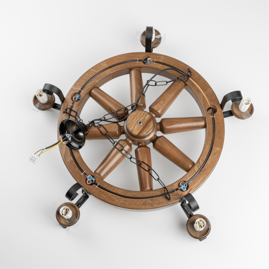 Brilagi - Κρεμαστό φωτιστικό με αλυσίδα ROATA 5xE14/40W/230V, διάμ. 70 cm, οξιά/καρυδιά