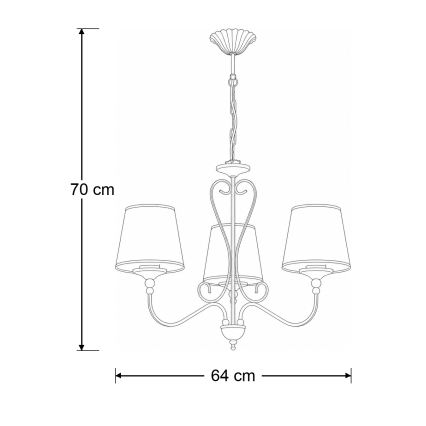 Brilagi - Κρεμαστό φωτιστικό με αλυσίδα SONIA 3xE27/15W/230V Ø 64 εκ. κρεμ/πατίνα