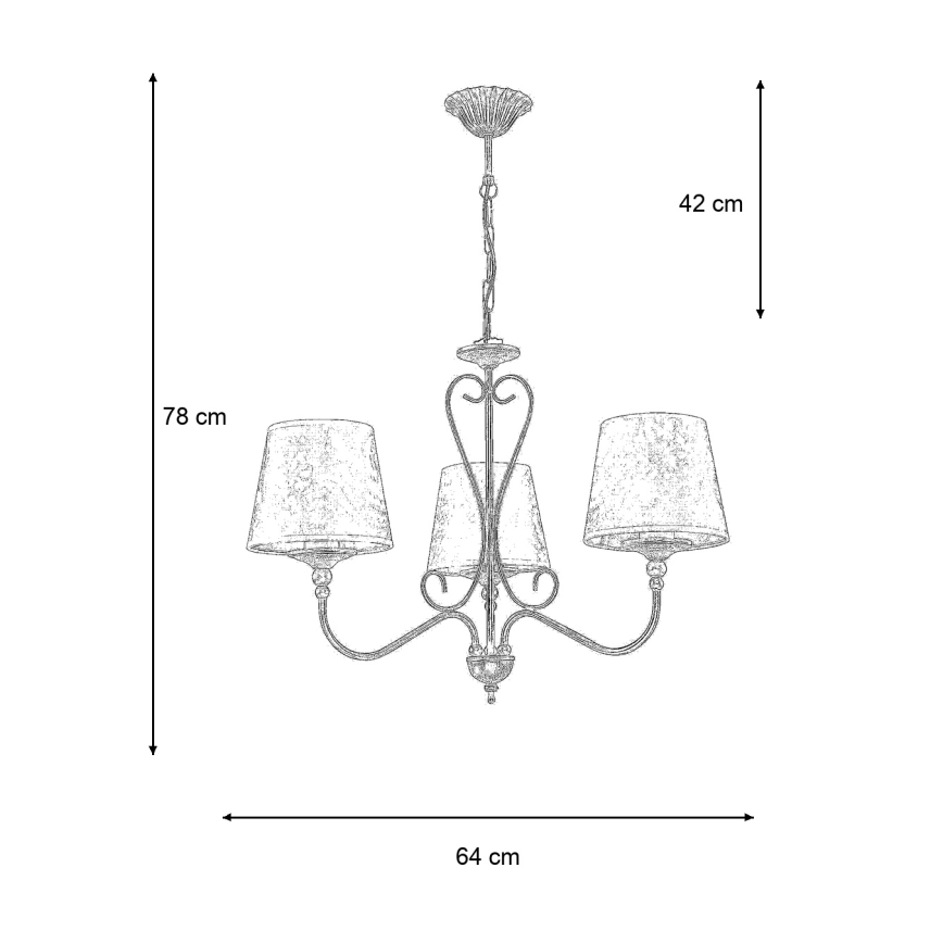 Brilagi - Κρεμαστό φωτιστικό με αλυσίδα SONIA 3xE27/15W/230V Ø 64 εκ. κρεμ/πατίνα