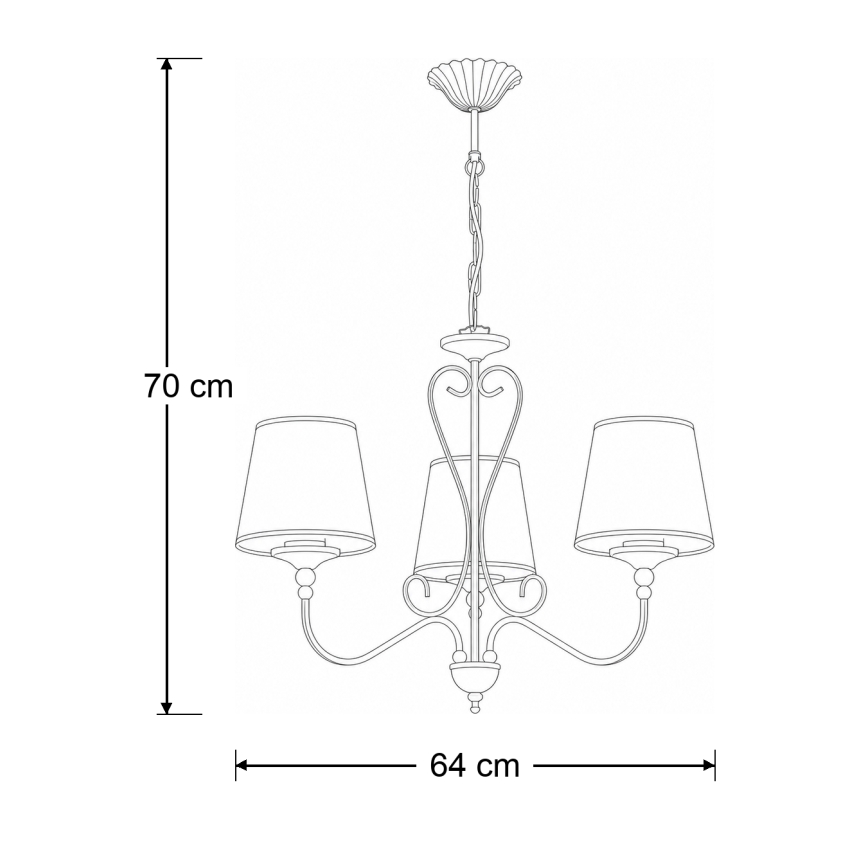 Brilagi - Κρεμαστό φωτιστικό με αλυσίδα SONIA 3xE27/15W/230V Ø 64 εκ. κρεμ/πατίνα