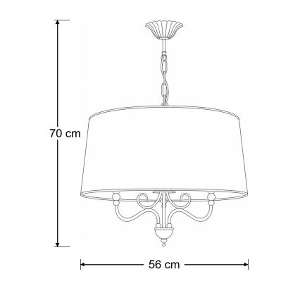 Brilagi - Κρεμαστό φωτιστικό με αλυσίδα SONIA 3xE27/15W/230V διάμ. 56 εκ. εκρού/πατίνα