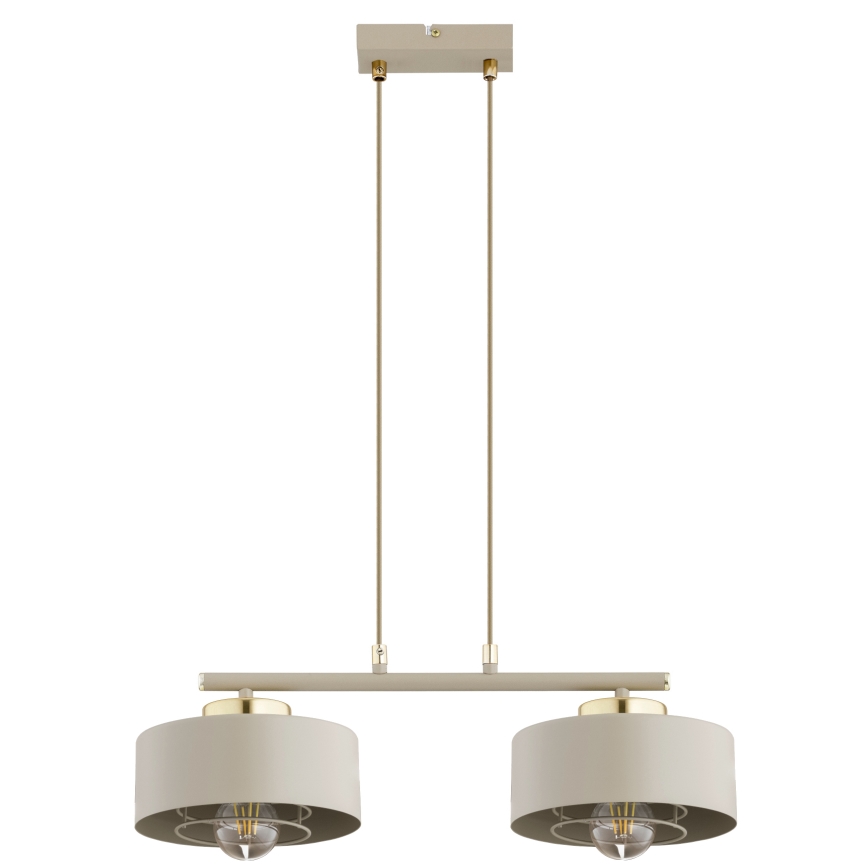 Brilagi - Κρεμαστό φωτιστικό με καλώδιο 2xE27/60W/230V μπεζ/χρυσό