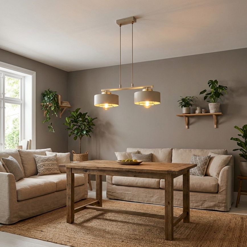Brilagi - Κρεμαστό φωτιστικό με καλώδιο 2xE27/60W/230V μπεζ/χρυσό