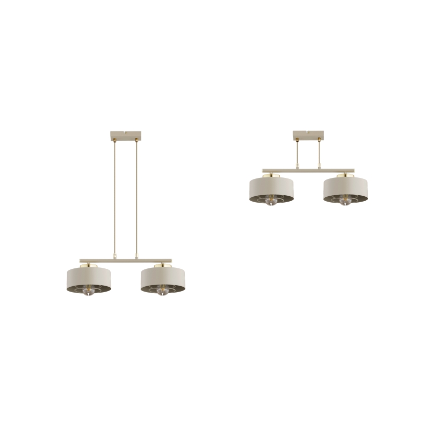 Brilagi - Κρεμαστό φωτιστικό με καλώδιο 2xE27/60W/230V μπεζ/χρυσό
