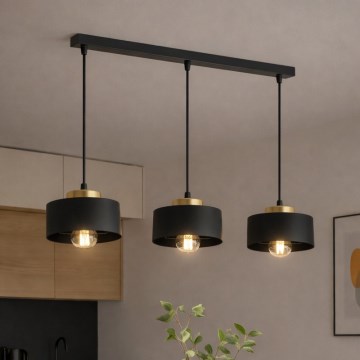Brilagi - Κρεμαστό φωτιστικό με καλώδιο 3xE27/60W/230V μαύρο/χρυσό
